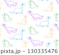 A pattern of cute dinosaurs. Vector outline illustration 130335476