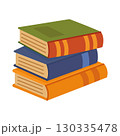 A stack of books with colorful covers. Vector illustration isolated on a white background. Flat style design 130335478