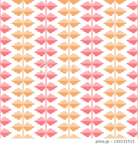 赤色とオレンジ色の葉っぱのドット絵 130335515
