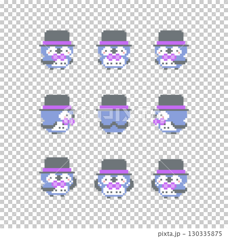 シルクハットと青色梟のドット絵 130335875
