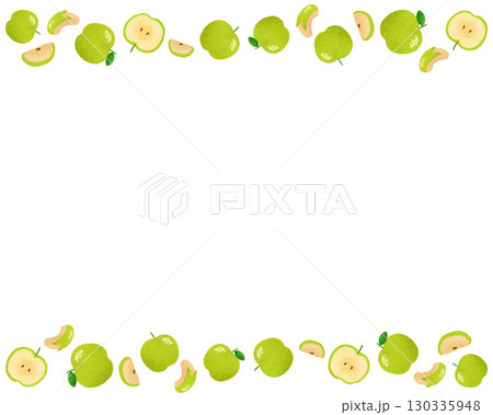 水彩タッチのグリーンアップルフレーム|爽やかな果物デザインで秋の食品パッケージやポスターに使える 水彩タッチのグリーンアップルフレーム|爽やかな果物デザインで秋の食品パッケージやポスターに使える 130335948