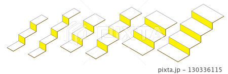 アイソメトリック　階段　段差　3段　4段　ステップ　ベクター　セット	 130336115