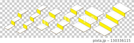 アイソメトリック　階段　段差　3段　4段　ステップ　ベクター　セット	 130336115
