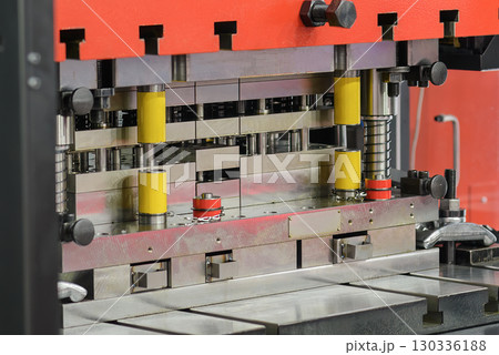 The sheet metal working process by transfer die. 130336188