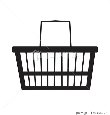 Supermarket shopping cart icon. Buying food. Products purchase. Healthy diet, nutrition. Flat vector illustration 130336272