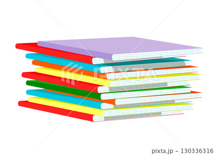 Stack of notebooks. Knowledge and education. Design element of modern library, bookstore, literature lesson, educational concept Stack of notebooks. Knowledge and education. Design element of modern library, bookstore, literature lesson, educational concept 130336316