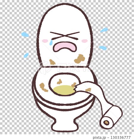 汚れて泣くトイレのイラスト 130336777