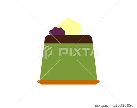 小豆とクリームが乗った抹茶プリンのアイコンのイラスト 小豆とクリームが乗った抹茶プリンのアイコンのイラスト 130336856