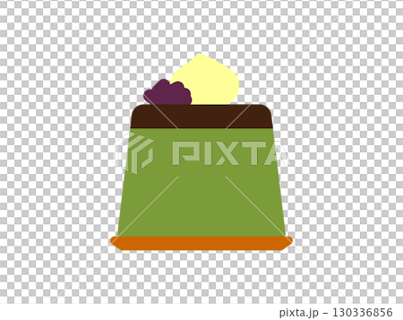 小豆とクリームが乗った抹茶プリンのアイコンのイラスト 小豆とクリームが乗った抹茶プリンのアイコンのイラスト 130336856