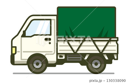 真横の軽トラ（ホロ付き）のイラスト 130338090