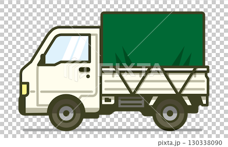 真横の軽トラ（ホロ付き）のイラスト 130338090