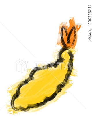 エビ天　和風　筆　手描き　水墨画　水彩風　墨絵 130338254