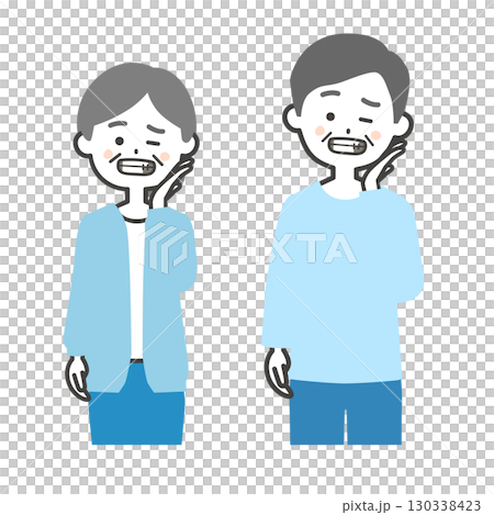 虫歯が見える年配の男女イラスト 130338423
