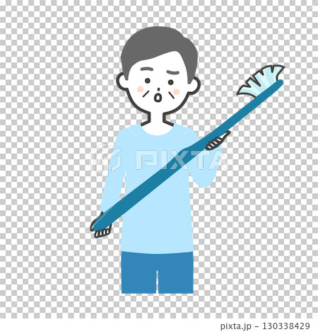 古くなった大きな歯ブラシを持つ年配男性イラスト 古くなった大きな歯ブラシを持つ年配男性イラスト 130338429
