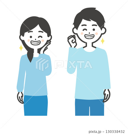 歯を見せて笑う男女イラスト 歯を見せて笑う男女イラスト 130338432