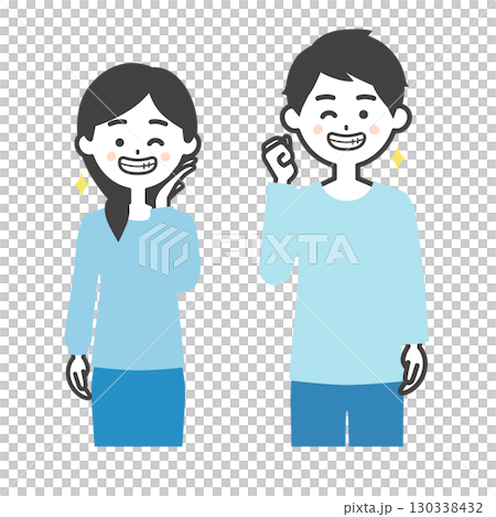 歯を見せて笑う男女イラスト 歯を見せて笑う男女イラスト 130338432
