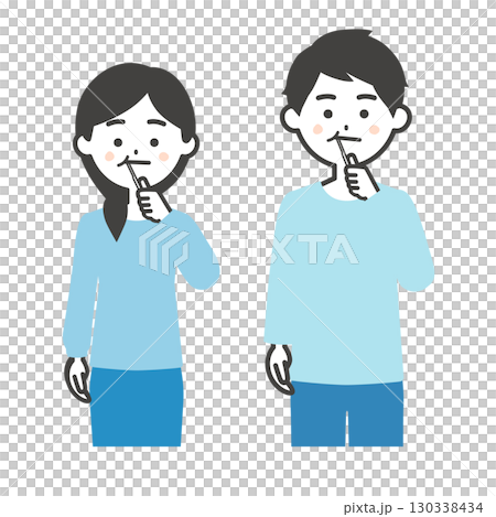 一位男士和一位女士拿著牙刷的插圖 130338434