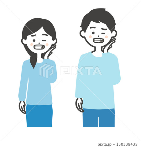 虫歯が見える男女イラスト 130338435