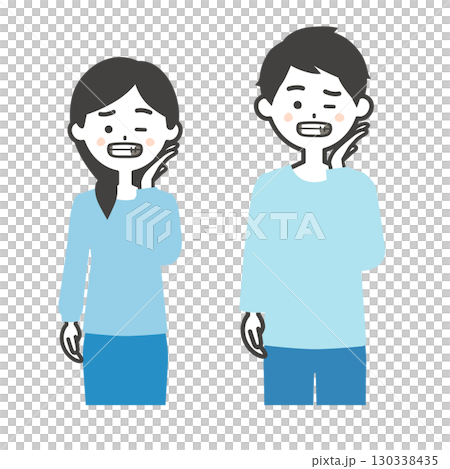 虫歯が見える男女イラスト 130338435