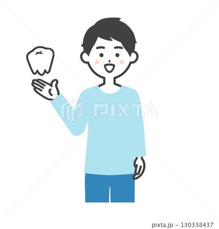 奥歯と笑顔の男性イラスト 130338437