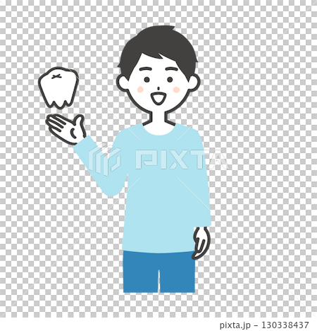 一位面帶笑容、長著臼齒的男士的插圖 130338437