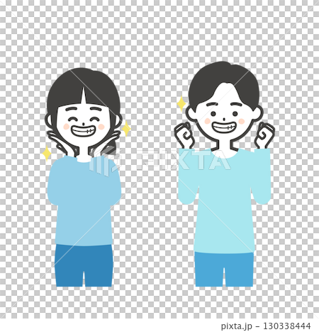 歯を見せて笑う子供たちイラスト 130338444