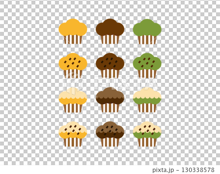 マフィンのアイコンのイラストのセット 130338578