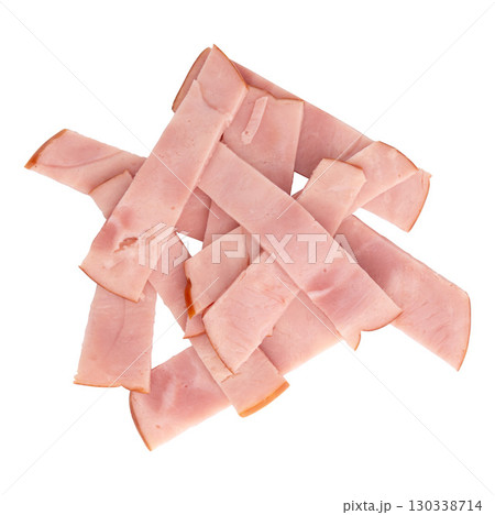 cooked and smoked ham isolated 130338714