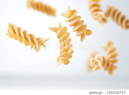 Italian fusilli pasta on white background Italian fusilli pasta on white background 130338727
