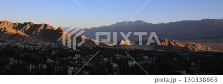 Leh at sunset, view from Shanti Atupa, India. 130338863