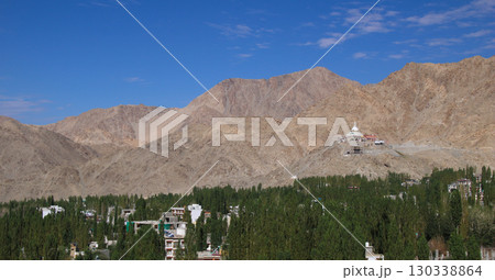 Part of Leh and Shanti Stupa, India. 130338864