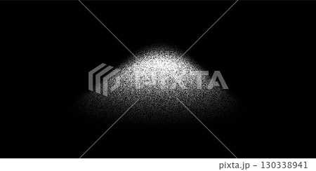 Salt pile isolated on black background. Heap of sugar. Pyramid of white grain crystals. Sand dune landscape in grainy design. Abstract vector illustration 130338941