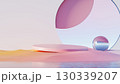 3d render, abstract pastel scene with circular platform and glass sphere 130339207