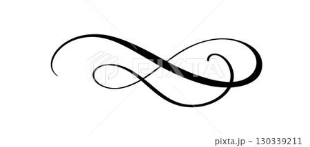 Swirl vector ornament, line style flourish. Vintage Filigree calligraphy ornamental curls. Decorative retro design element for menu, certificate diploma, wedding invitation card, outline text divider 130339211