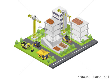 Building under construction isometric Building under construction isometric 130339381