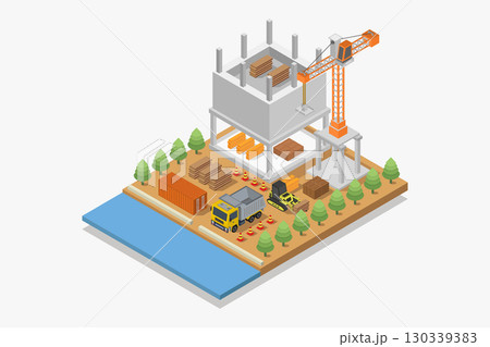 Building under construction isometric Building under construction isometric 130339383