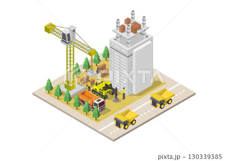 Building under construction isometric Building under construction isometric 130339385