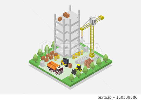 Building under construction isometric Building under construction isometric 130339386