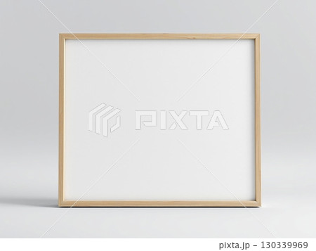 Minimalist Wooden Frame Mockup on Light Background 130339969