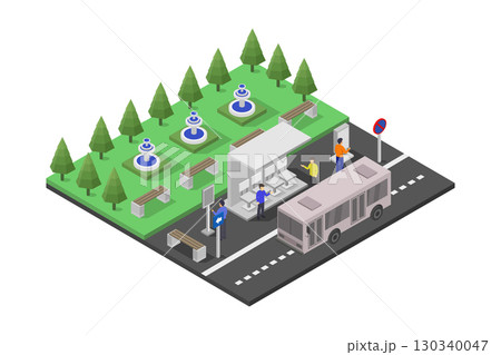 Isometric bus stop 130340047