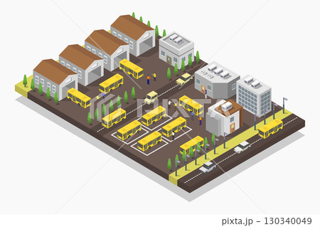 Isometric bus depot Isometric bus depot 130340049