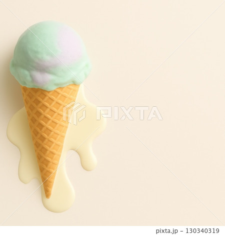 Melting Pastel Ice Cream Cone Light Background Food Photography Delicious Treat Aesthetic View Summer Vibes Melting Pastel Ice Cream Cone Light Background Food Photography Delicious Treat Aesthetic View Summer Vibes 130340319