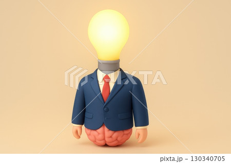 Innovative Leadership Concept Beige Background Surreal Style Creative Intelligence Business Metaphor 130340705