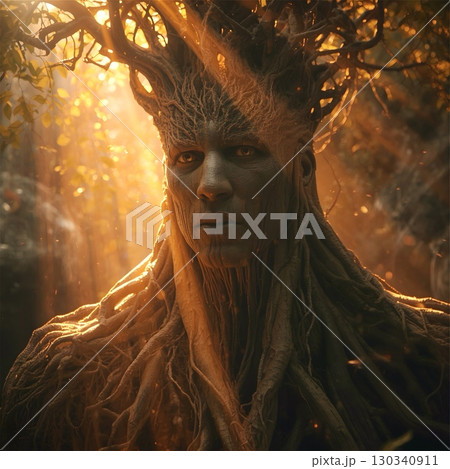 A fantastical portrayal of a humanoid tree...のイラスト素材 [130340911] - PIXTA
