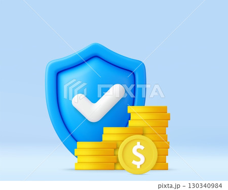 3d Secure Investment Concept with Shield and Coins 3d Secure Investment Concept with Shield and Coins 130340984