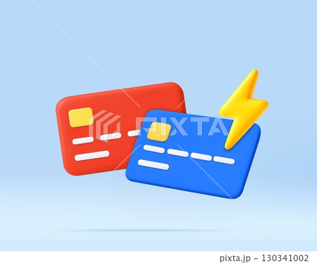 3d Instant Credit Card Payment with Lightning Symbol 130341002