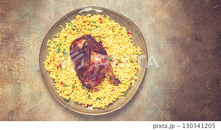 kabsa, rice with chicken, Saudi Arabian dish, national dish, homemade, no people, 130341205