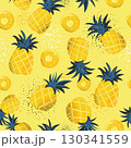 Tropical Pineapple Pattern Against a Yellow Background for Aesthetic Appeal 130341559