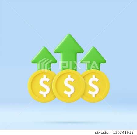 3d Financial growth with multiple upward arrows 130341618