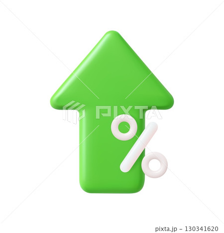 3d Arrow growth stock market with percent, 3d Arrow growth stock market with percent, 130341620